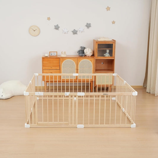 Ground box baby - Solid pine wood - Safe unlacquered baby box with door - TOP QUALITY & Easy assembly in 10 min - 140x200 cm - QUORE