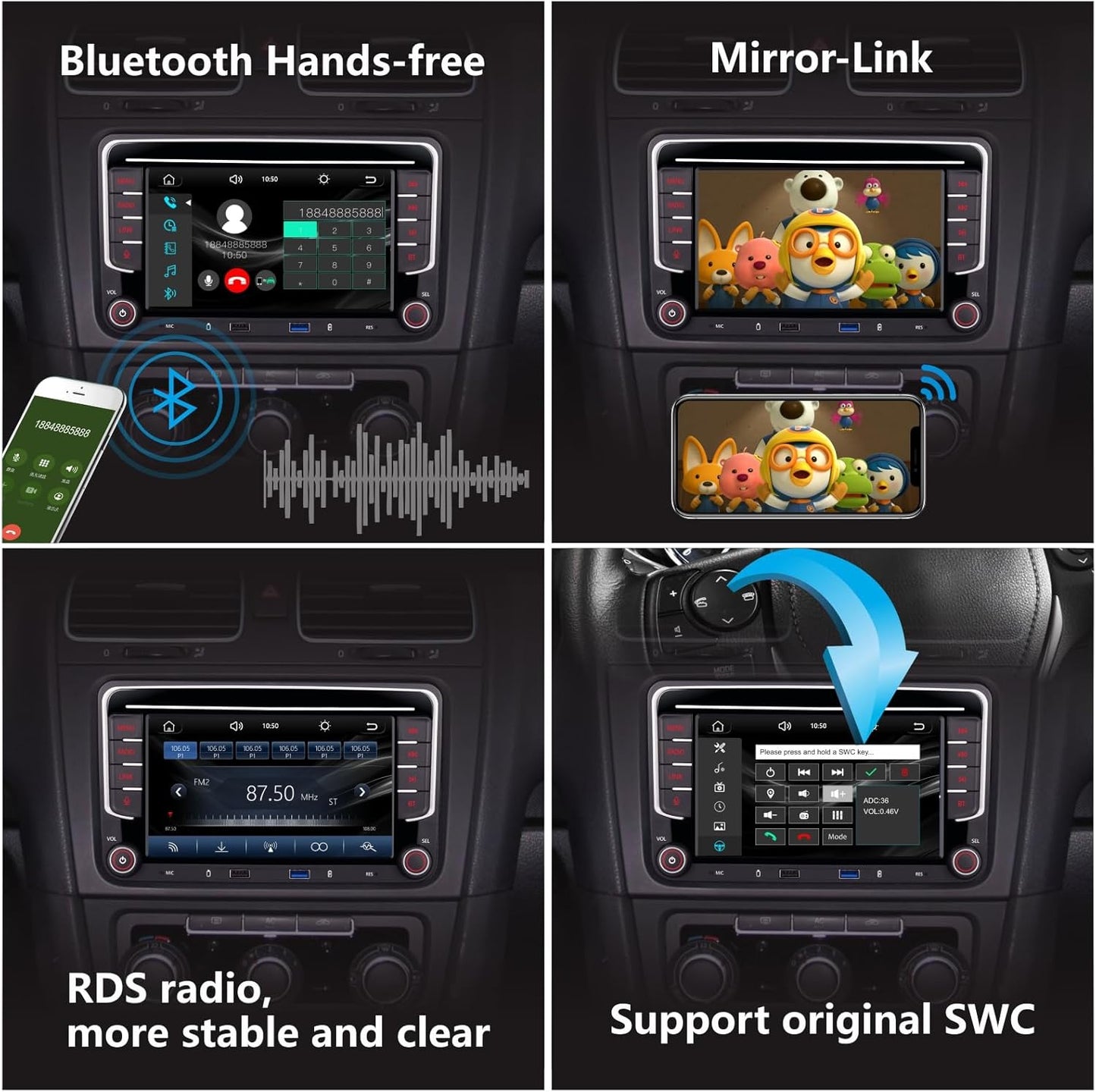 Autoradio – Auto Stereo – Auto Radio – Auto Audio Ontvanger – Multimedia Systeem – 7 Inch HD Touchscreen – Apple CarPlay & Android Auto Compatibel