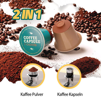 Empstorm Espresso Filtermachine met melkopschuimer, 20 bar, espressomachine met zeefhouder, 2-in-1 Expresso machine voor poeder en capsules, 1,5 l waterreservoir, zeefhouder, koffiezetapparaat, wit