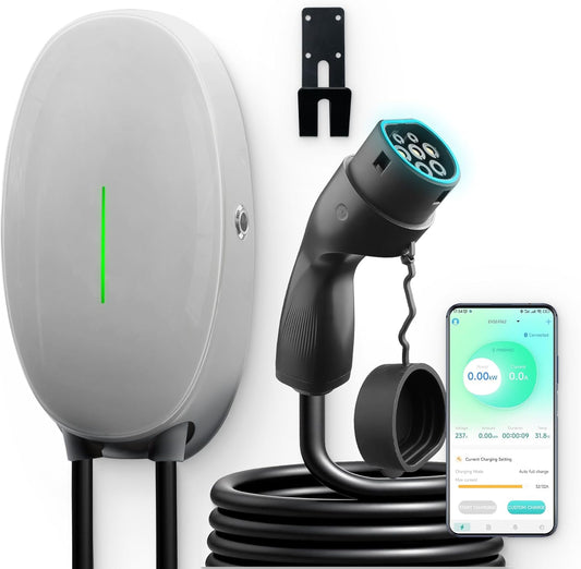 EV-oplader Smart APP met 32A type 2, 7,4kW thuislaadstation 380V CE & TÜV Wallbox 6 m oplaadkabel met opladerhouder app-besturing voor alle EV's en PHEV's