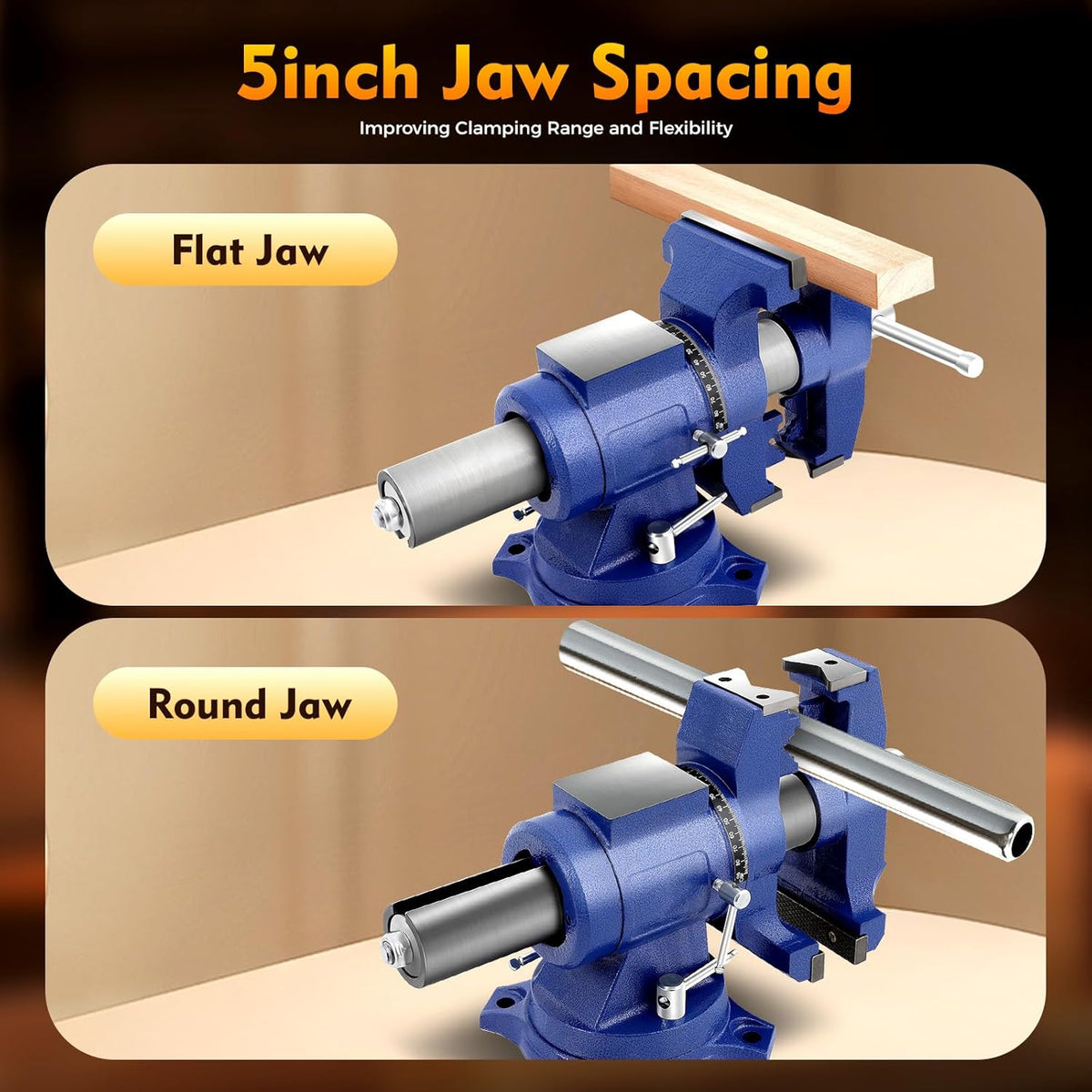 Screw Stick 12 cm Professional Vice 360 Degree Rotating Large Multifunctional Bench Vice for Orbital Sanders Milling Machines - QUORE
