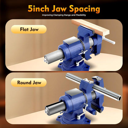 Screw Stick 12 cm Professional Vice 360 Degree Rotating Large Multifunctional Bench Vice for Orbital Sanders Milling Machines - QUORE