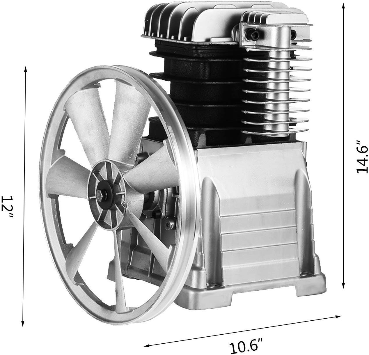 Luchtcompressorkop – Compressorpomp – Persluchtpomp – Zuigercompressor – Cilinderkop – 3 pk Vermogen – Robuuste Aluminium Behuizing