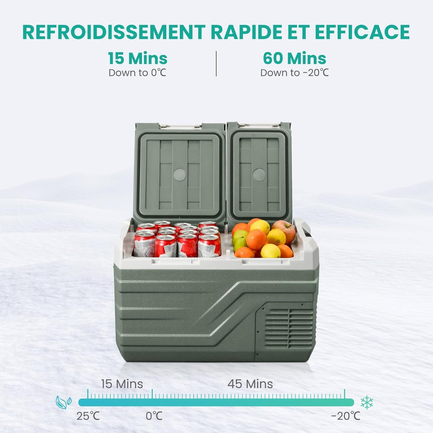 Alpicool Autokoelkast Draagbare Vriezer 31L, 12V Koel-/Vriezer Dubbele Zone Elektrische Koelbox Draagbare Koelkast voor Auto 12V/24V 100-240V(-20℃-20℃) Draagbare Koelkast voor Camping Autotrip