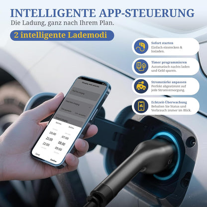 Draagbare EV Oplader – Elektrische Auto Lader – Mobiele EV Charger – 3-fasen Laadpunt – 22 kW Snel Laden – Wifi App Bediening