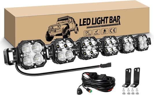 RIGIDON 40 inch 180W 15000LM Led Lichtbalk met 12V kabelboom, Led-verlichting Bar Rijdende Offroad Lichten Mistlamp Werklampen voor Vrachtwagen Tractor Auto Boot 4x4, IP67 Waterdicht 6000K Wit