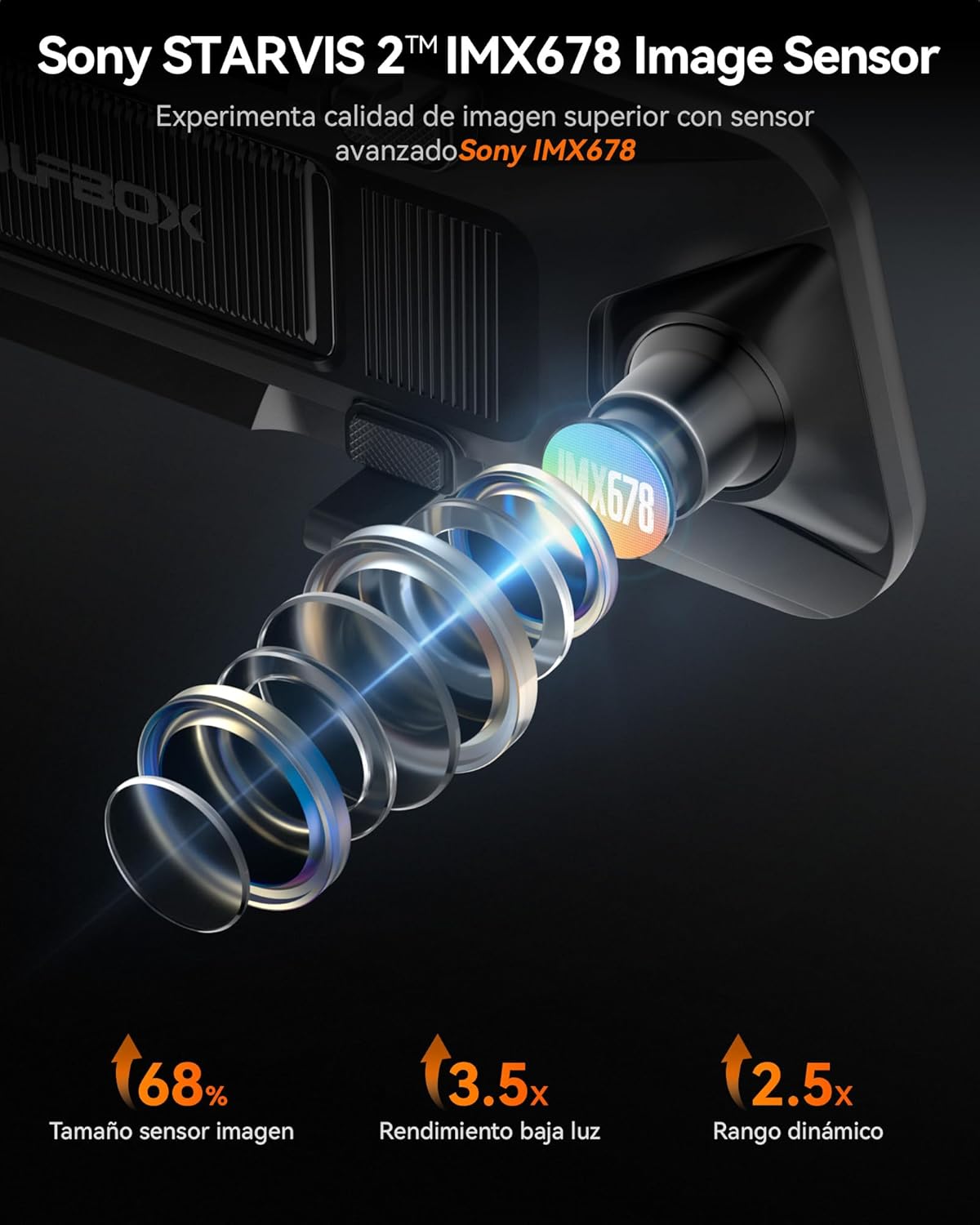 WOLFBOX G900 PRO 12" Achteruitkijkspiegel Dashcam met STARVIS 2 IMX678, 5.8GHz WiFi, 4K+2.5K Achteruitrijcamera, Gratis 128GB Kaart, Spraakbediening, G-Sensor & GPS, Loop Recording