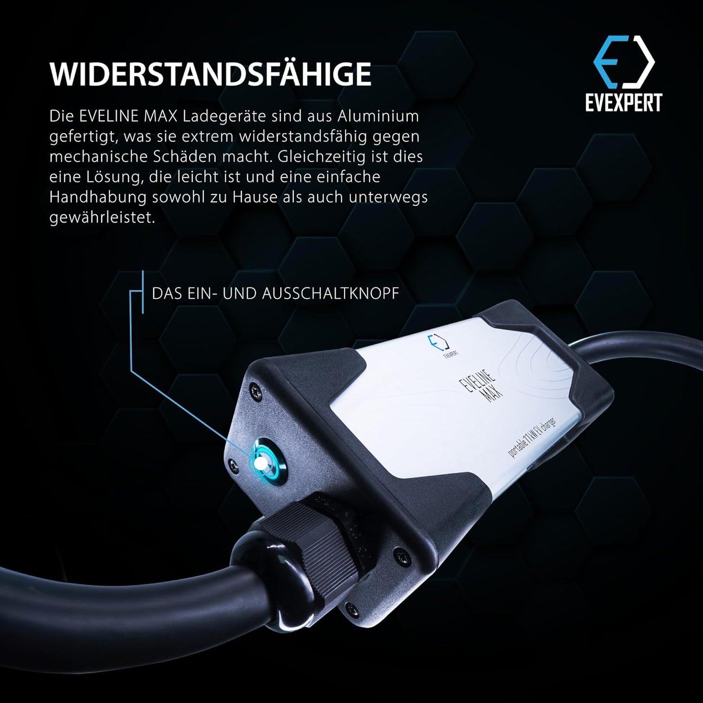 Eveline Max I/II, 3,7-22kW Smart Tragbare EVSE EV Auto Ladegerät Typ2 | SCHUKO/CEE 5-Pin (RCD FI A-EV) | EV typ 2 laadkabel 16-32A | 1/3-fasig (3-Phasig 16 A / 11 kw / 5m)