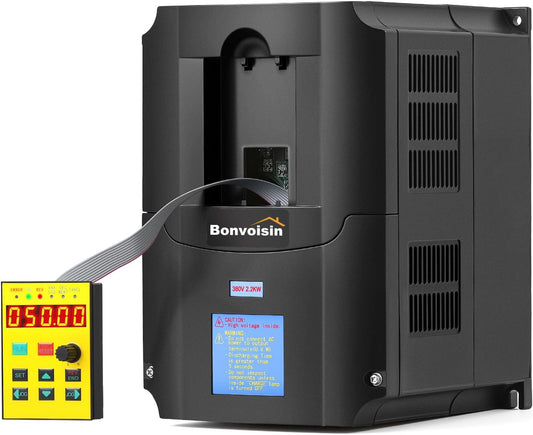 Bonvoisin Variabele frequentieomvormer 2,2 kW 380 V VFD, driefasige ingangsfrequentie-aandrijving, CNC-snelheidsregelmotor, frequentieomvormer met 1 m verlengkabel