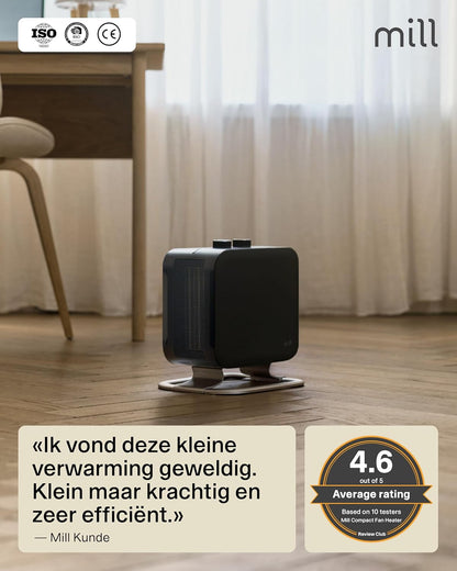Mill Compact Fan Heater (Zwart, 5-30 m²)