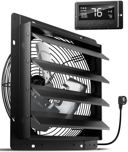 Afvoerventilator 350 mm – Wandventilator, Afzuigventilator, Industrieventilator, Kelderventilator – Automatische Temperatuur En Vochtigheidsregeling – 2200 m³/u – EC Motor