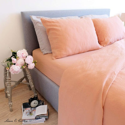 Linen & Cotton Zacht BeddLinen & Cotton Zacht Beddengoed Set Alicia -100% Gewassen Linnen, Koraal Roze (200 x 200 cm) Beddenset Dekbedovertrek Kussensloop Dubbel Bed Twin King Size Single Eenpersoons Tweepersoons Winter Zomerengoed Set Alicia - 100% Gewas