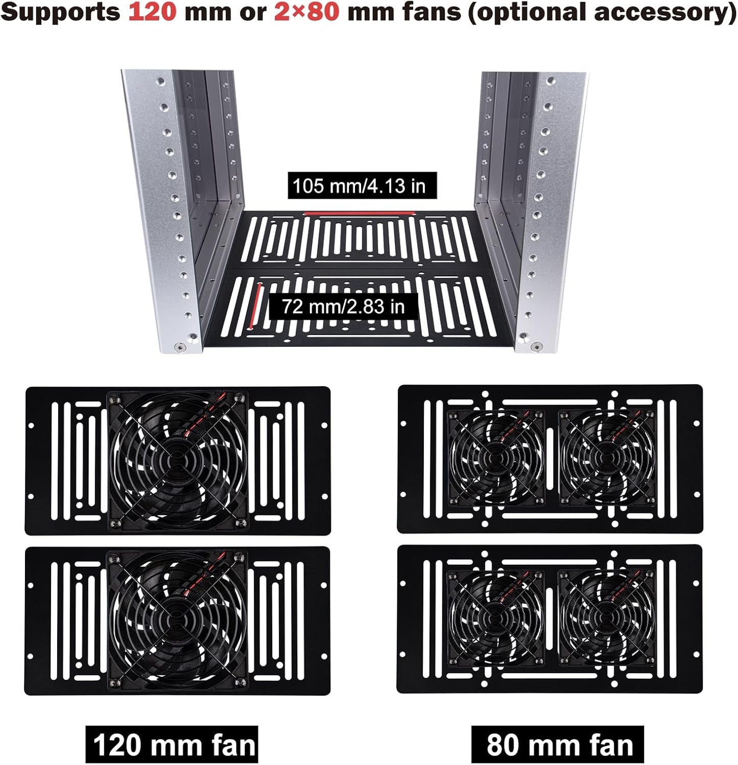 GeeekPi 4U serverbehuizing, 10 inch netwerkrack voor servers, netwerk, A/V-apparaten, DeskPi RackMate T0 Plus rackmontage, diepte 260 mm (zilver, 10,25 inch)