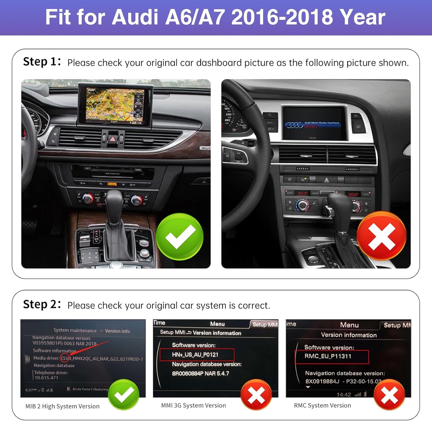 Road Top 12.3 Inch Autoradio Draadloos CarPlay Touchscreen voor Audi A6/A7 2016-2018 Jaar met MIB2-systeem, Autoradio Stereo Multimediascherm, Ondersteuning Draadloos Android Auto, Mirrorlink