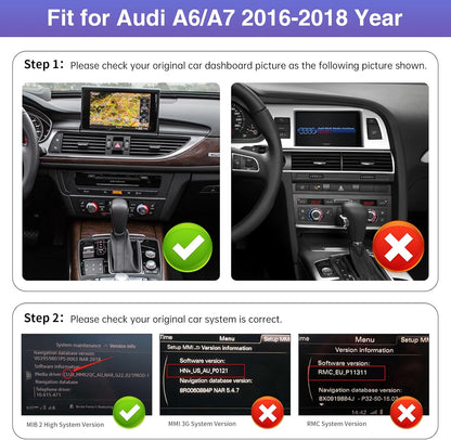 Road Top 12.3 Inch Autoradio Draadloos CarPlay Touchscreen voor Audi A6/A7 2016-2018 Jaar met MIB2-systeem, Autoradio Stereo Multimediascherm, Ondersteuning Draadloos Android Auto, Mirrorlink