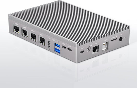 Mini PC – Micro PC – Compacte Computer – Kleine PC – Desktop PC – 12e Gen Fanless Design – 4 x 2.5G Ethernet & Dual 4K Scherm