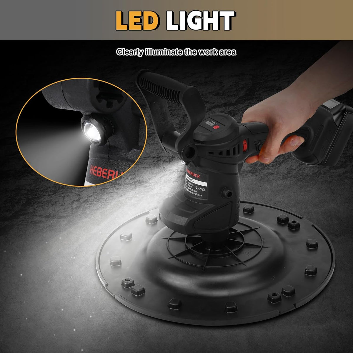 2-in-1 poets- en roermachine, 2800 tpm, poetsbewerkingsmachine met led, 6 snelheden beton mortel mixer, polijstmachine wandslijper betongladder voor Makita 18V Batteries(Zonder batterij)