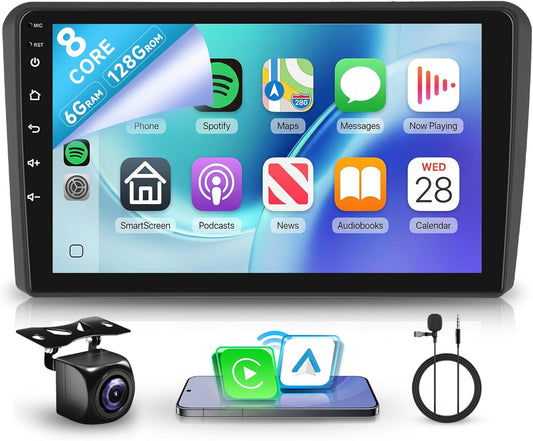 Rimoody 6G+128G 8 Core Android Autoradio voor Audi A3 S3 RS3 8P 8VS 8PA 2003-2012, 9 inch touchscreen autoradio met carplay draadloze Android Auto Mirror Link Bluetooth FM/RDS/EQ WiFi GPS