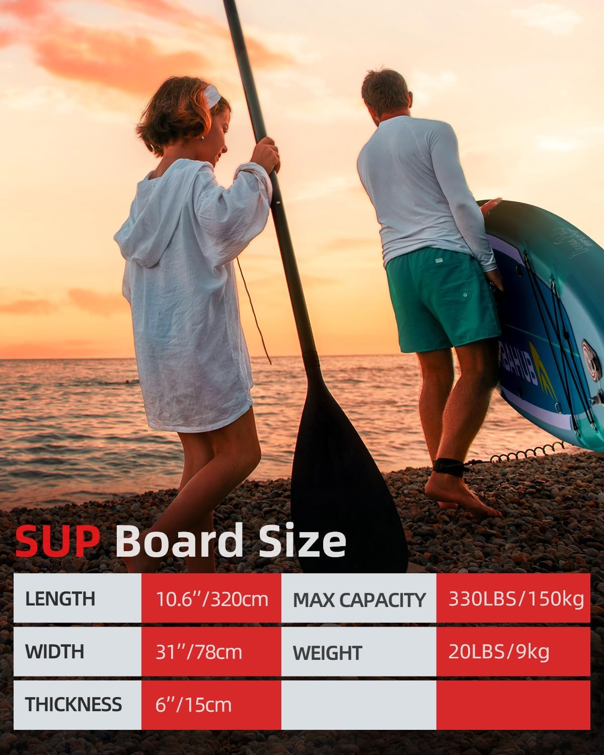 <font dir="auto" style="vertical-align: inherit;"><font dir="auto" style="vertical-align: inherit;">        Abahub Inflatable SUP Board, 320x78x15cm Stand Up Paddling Board Set, Blue/Green/Orange/Red Standup Paddle Board with Adjustable Aluminum Paddle, K