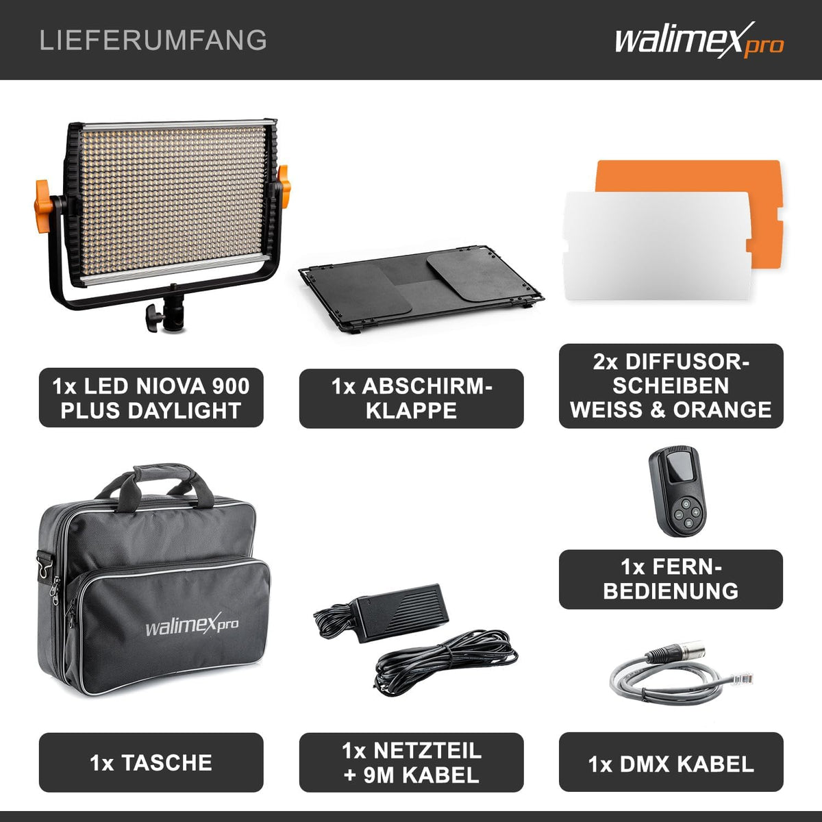 Led-Videolamp Daglicht – Continu Licht – Led-Paneellamp – Fotolamp – Daglichtlamp – 54 Watt, 900 Leds – Dimbaar 10-100%, 5600 K, CRI ≥97