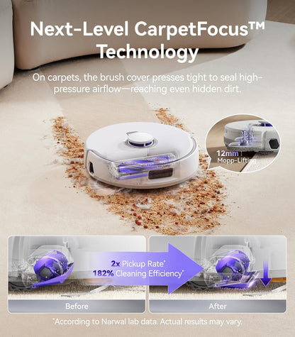 NARWAL Freo Z10 Pro Robotstofzuiger en Dweil, 18500Pa, CarpetFocus 2.0, DualFlow 2.0 Anti-klit voor Haren, Uitschuifbare Dweil, LDS Radarnavigatie, 75℃ Warm Water Zelfreiniging, Zelfreinigend