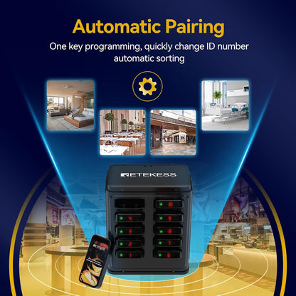 Draadloos Oproepsysteem – Pager Systeem – Restaurant Pager – Horeca Oproepunit – Klantpager – Service Countdown Timer – IP67 Waterdicht – Bereik Tot 500 Meter - QUORE
