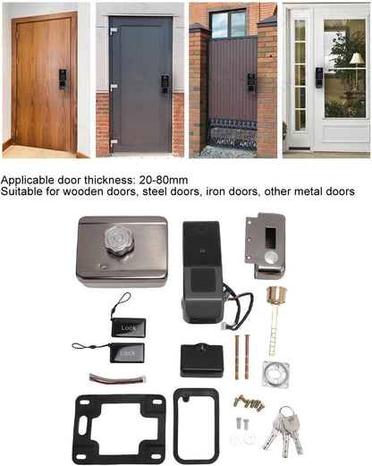 WiFi Smart Door Lock, 5 in 1 biometrisch wachtwoord deurvergrendeling met kaartsleutel afstandsbediening waterbestendig voor huis buiten de binnenplaats kantoor hotel