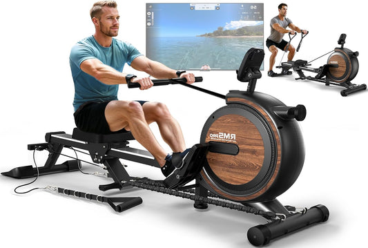 Roeitrainer – Roeimachine – Fitnessapparaat – Krachttrainer – Magnetische Roeimachine – 16-Traps Weerstand – Bluetooth Connectie – Opvouwbaar Timber Design - QUORE
