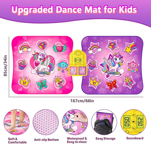 Interactieve Dansmat - Muziekspel - Muziekmat - Dansmat voor Meisjes - Kindereneren - Muziek en Dansspel - met 9 Niveaus - voor 3-12 jaar - voor Buiten - Binnen