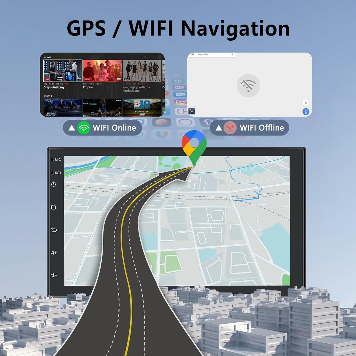 【8 Cores 6+128G】 Hodozzy Carplay Android Autoradio 2 Din met GPS 7 Inch Touchscreen, Bluetooth Autoradio met Android Auto/DSP/WiFi/RDS/FM/USB + Achteruitrijcamera