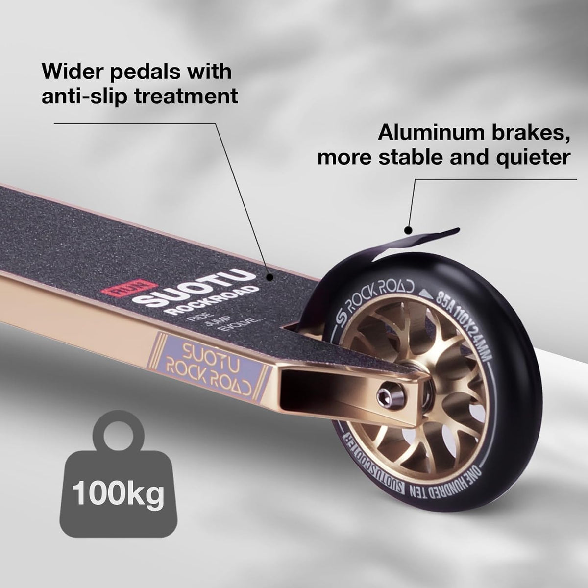 SUOTU Professionele Stuntstep, 360° Besturing, Stunt Scooter met 110mm PU Wielen, Trick Scooter voor Kinderen, Tieners en Volwassenen, Laadvermogen: 100 kg, Aluminium