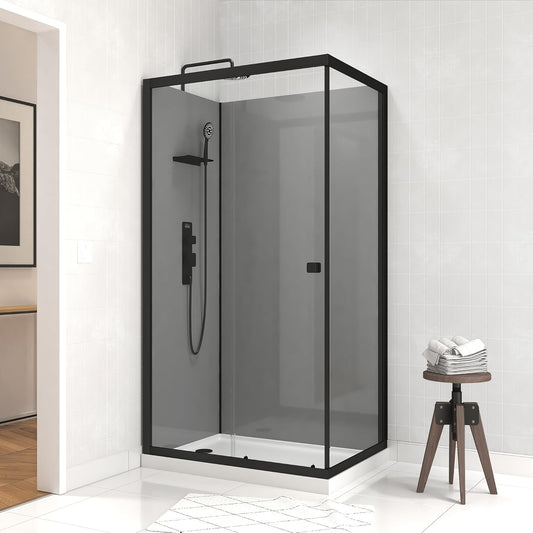 Douchecabine – Doucheruimte – Douchecabine Hoekinstap – Douchecabine Rechthoek – Douchecabine Compleet – 215x90x90 cm – 5 mm Gehard Veiligheidsglas – Aluminium Frame Met Plank