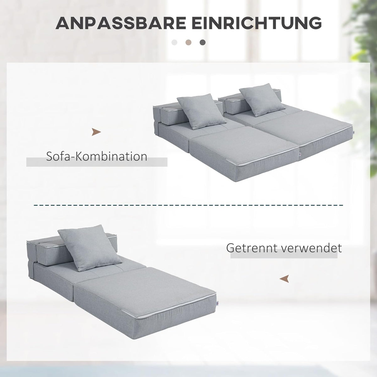 HOMCOM Folding Sofa Bed, 2-in-1 Folding Chair with Bed Function, Relaxing Chair with Cushion, Guest Bed for Living Room, Bedroom, Load Capacity up to 120 kg, Light Grey - QUORE