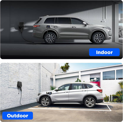 Wallbox 7KW voor elektrische voertuigen, eenfasig 32A | 24A | 16A | 240V met type 2 aansluitingen, intelligent EV-laadstation met Europese standaard IEC 62196-2 voor BEV PHEV type 1/2 modus