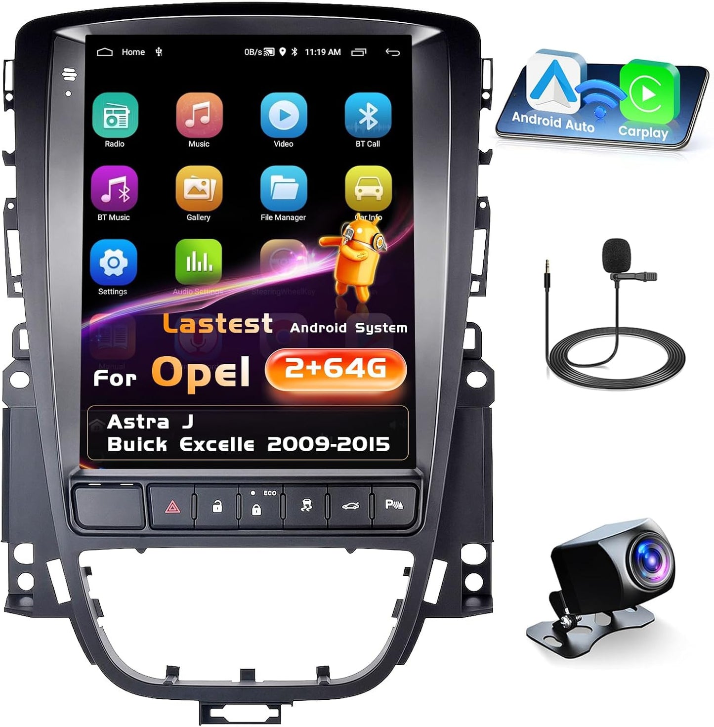 Android autoradio – Multimedia scherm – Touchscreen radio – Infotainmentsysteem – Navigatiesysteem – Voor 2009-2015 – 9,7 Inch Android 15 Met Wireless CarPlay En Android Auto – 2+64GB Met GPS, WiFi, Bluetooth, Split Screen En Achteruitrijcamera