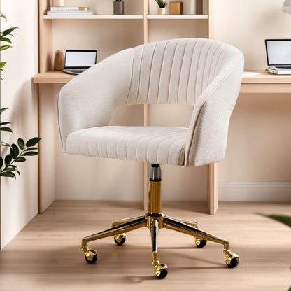 chairus Verstelbare Thuiskantoor Taakstoel Chenille Computer Draaibare Fauteuil Modern Open Rug Deskstoel (Beige)