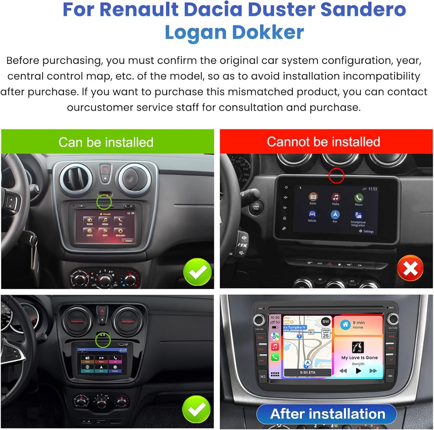 Autoradio – 2-DIN Radio – Multimedia Systeem – Navigatiesysteem – Touchscreen Radio – 9 Inch HD-Touchscreen – Draadloos CarPlay & Android Auto