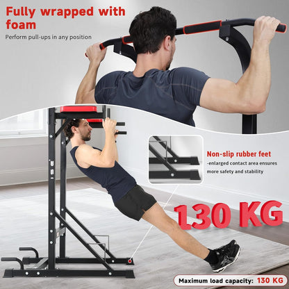 ISE 5in1 Power Tower Workout Dip Station, Multifunctionele Krachtstation voor Dips, Kin omhoog, Ideaal als Kinsteun, Buik-, Rug- en Triceps-trainers, Push-ups, Buikspieren, SY-5607