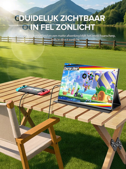 Draagbare Monitor – Portable Monitor – Extra Scherm – Laptop Scherm – 4K UHD Resolutie – 16 Inch – 1200 Nits Helderheid – 1 ms Reactietijd