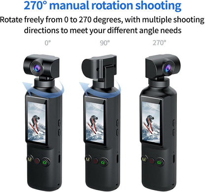 OBEST Action Cam 1080P, draagbare bodycam, vlog/POV-camera met 270° draaibare lens en 1,99 inch displayscherm, mini-actiecamera voor sport, fietsen, reizen, vlog, outdoor, zwart
