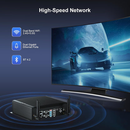HISTTON Mini PC Zonder Ventilator Core i7-10710U, DDR4 16GB RAM 512GB M.2 SSD, Industriële PC Met 6 RS232 COM, HD+DP+Typ-C Drievoudig Display, 2LAN/8USB/WiFi5/BT4.2, Mini Computer Windows 11 Pro