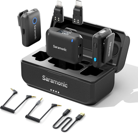 Saramonic Blink500B2+ Lavalier microfoon, draadloos, lavalier draadloze microfoon, mobiele telefoon voor iPhone 15 Android computer camera's, mini-microfoon voor interview, vlog, live stream, podcast