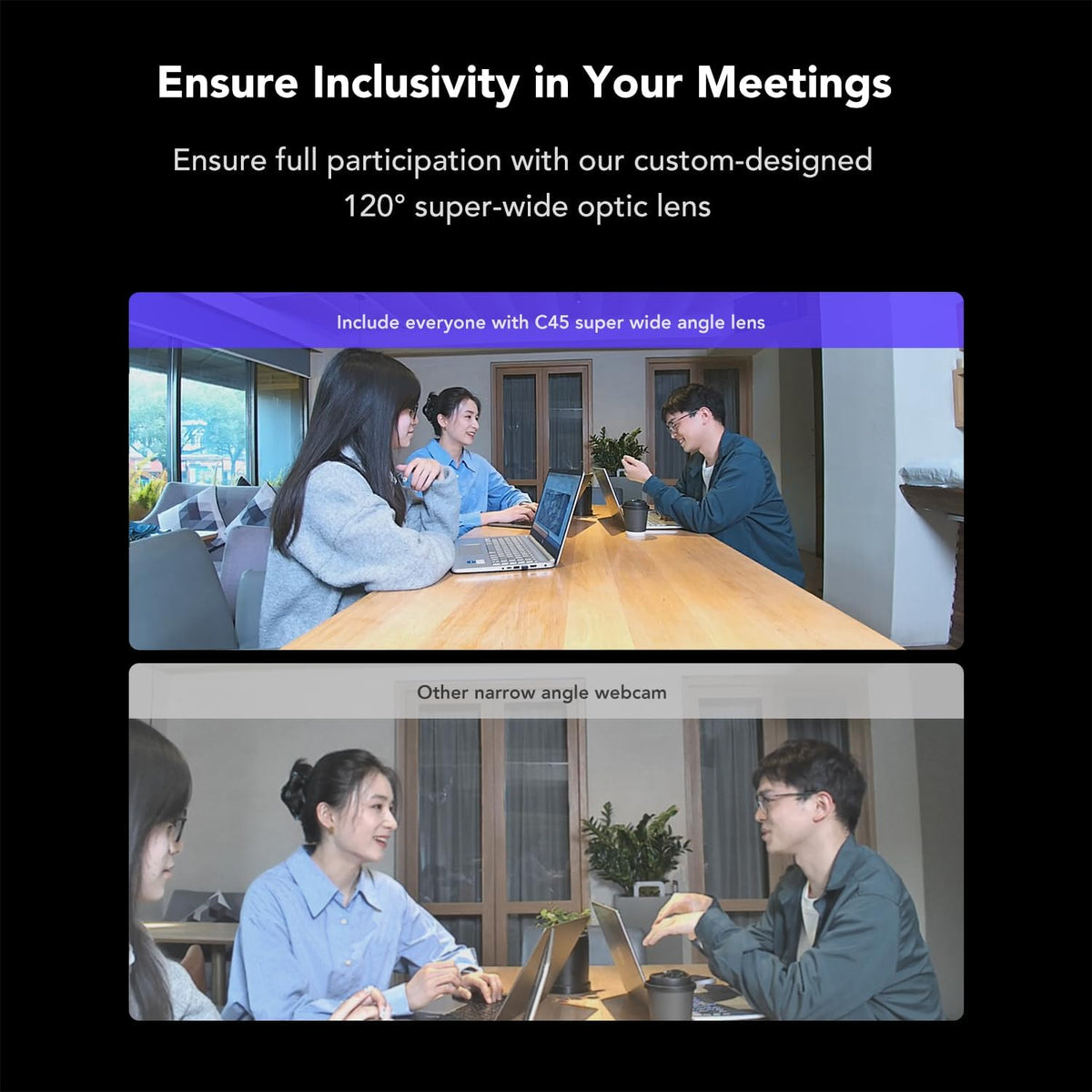 NEARITY C45 2K Webcam voor videoconferenties met luidspreker en microfoon, all-in-one videocamera met ruisonderdrukking, FHD 5X Zoom AI Auto-Framing Plug-and-Play voor Zoom/Teams/Google Meet