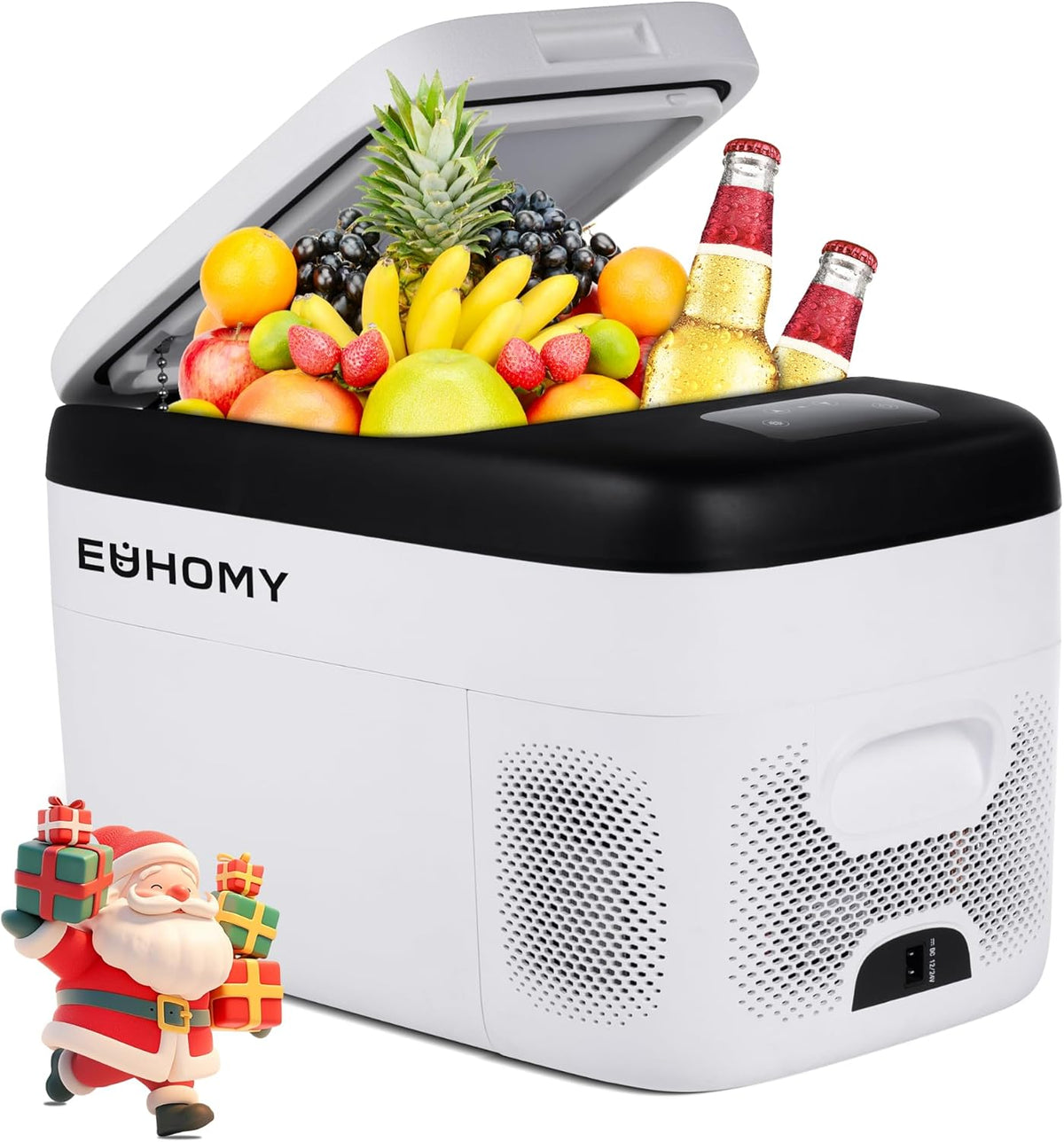 EUHOMY Compressor-koelbox, 25 liter, 12 V/240 V, campingkoelkast, -20 °C tot 20 °C, stille compressor, koelbox, klein, met vriesvak voor reizen, camping, picknick enz.