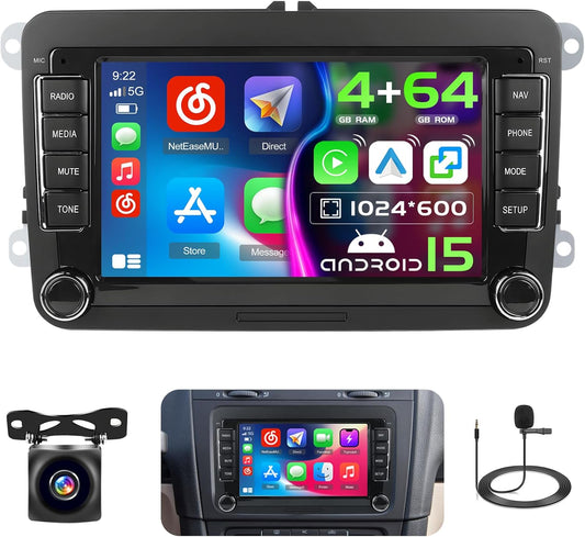 Autoradio 2 DIN – Multimedia Systeem – Touchscreen Radio – Android Radio – Navigatie Systeem – 7” HD Touchscreen – Wireless CarPlay & Android Auto - QUORE