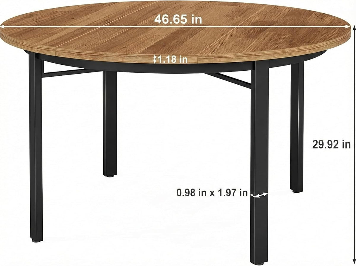 Lailang 119cm Eettafel, Eetkamertafel Ovaal, Kitchen Dining Table, Houten Eettafel, Dining Table For 6 People, 119 x 119 x 76 cm, Bruin