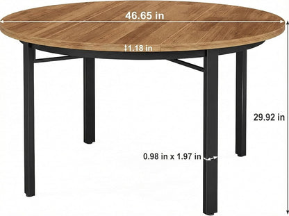 Lailang 119cm Eettafel, Eetkamertafel Ovaal, Kitchen Dining Table, Houten Eettafel, Dining Table For 6 People, 119 x 119 x 76 cm, Bruin