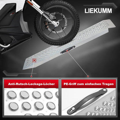 LIEKUMM Oprijplaten, 2 stuks, 120 x 23 cm, capaciteit 600 kg/PR capaciteit, laadbruggen voor motorfiets, ATV, vrachtwagen, quad, grasmaaier, sneeuwblazer, antislip, waterdicht, roestvrij, 2 stuks