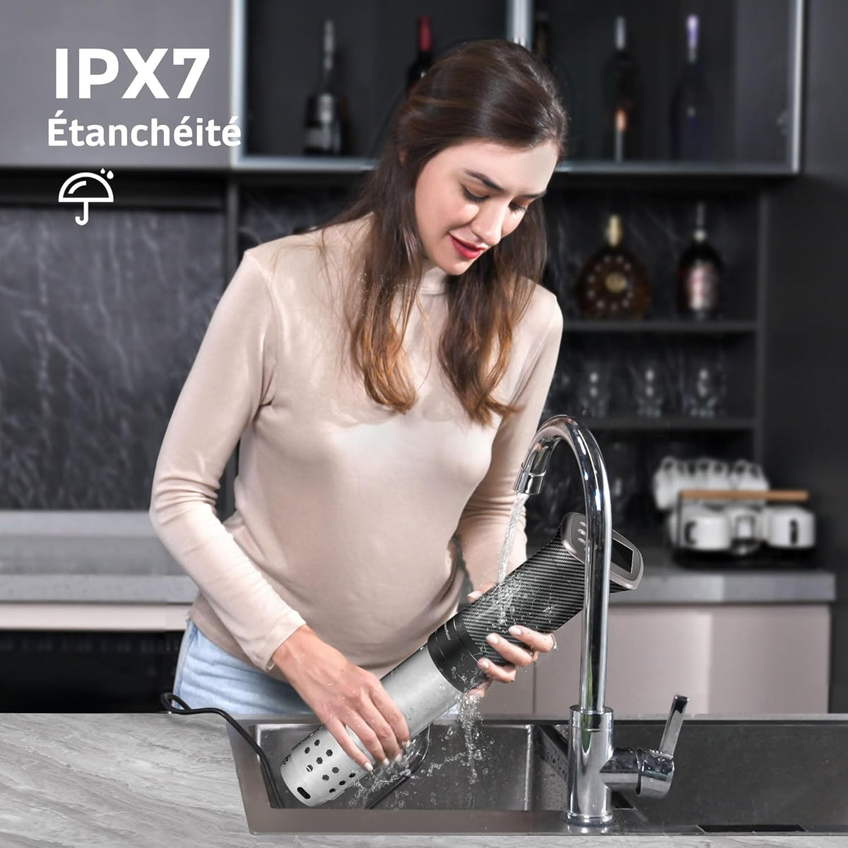 KitchenBoss Warmtedompelaar Vacuüm Koken: Wifi Thermo Diver 1100W APP Controle Vacuüm Cooker Cooker voor Nauwkeurige Temperatuurregeling TFT-display