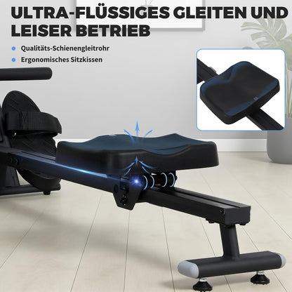 Home Rowing Machine, Foldable Home Rower with 16 Resistance Levels, Training Data, Space Saving and Quiet - QUORE